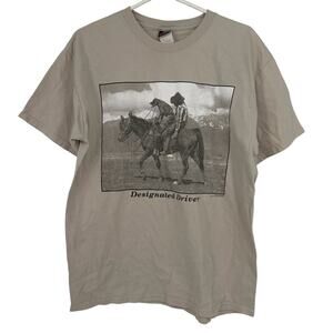 Hanes Beefy Men's Designated Driver Dog Riding Horse Graphic Tee Size Large